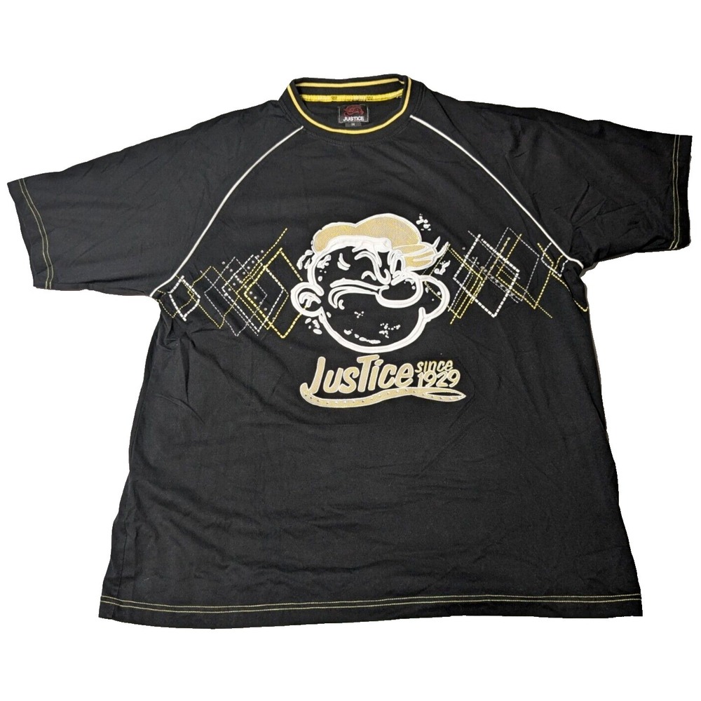 JUSTICE‎ POPEYE THE SAILOR 3D Textured Men Size 3X Black Cotton Blend T-Shirt